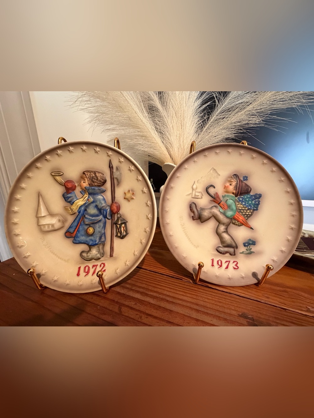 Hummel Decorative Collectible Plates in Blue, Red and Cream (1972 & 1973)